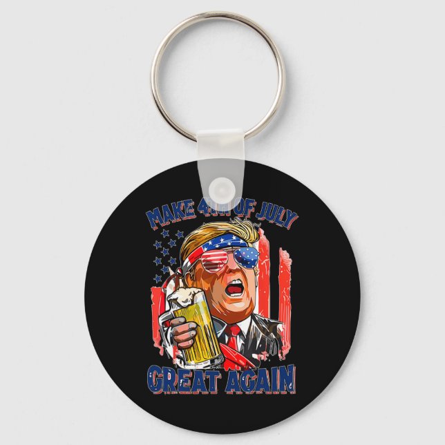 Merica Make 4th Of July Great Again Men Drinking B Key Ring (Front)