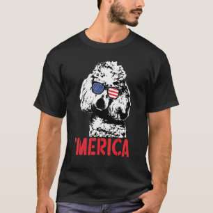Merica Maltipoo Dog American Flag Sunglasses 4th O T-Shirt