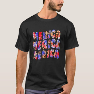 Merica Merica Tie Dye Leopard 4th Of July Patrioti T-Shirt