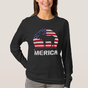 Merica Moose American Flag Usa Patriotic Independe T-Shirt