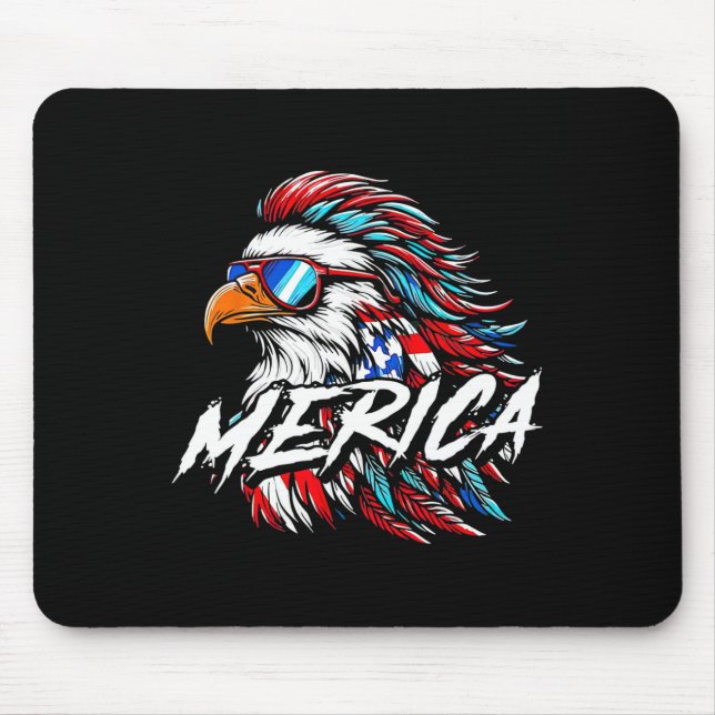 Merica Mullet Eagle Funny 4th Of July  Mouse Mat (Front)