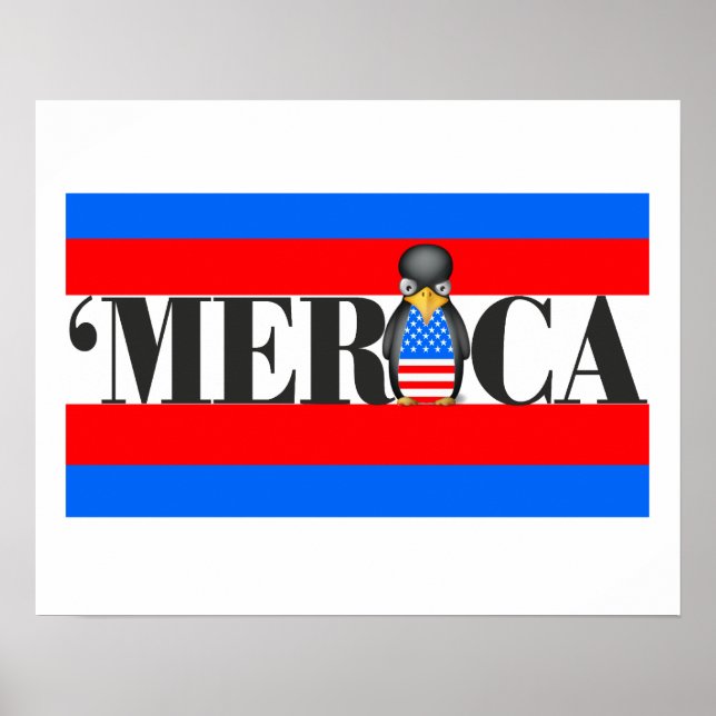 Merica & One Upset Patriotic Penguin Poster (Front)