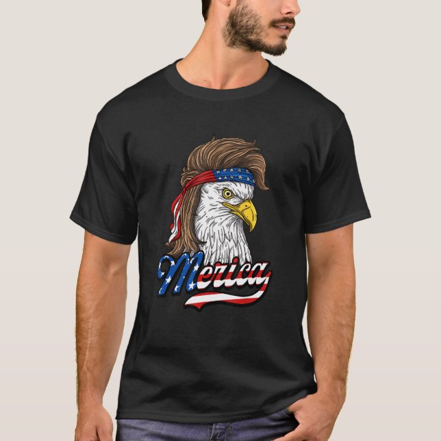 Merica Patriot Patriotic Usa Eagle Of Freedom 4th  T-Shirt (Front)