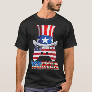 Merica Patriotic American 4th Of July Video Gamer T-Shirt