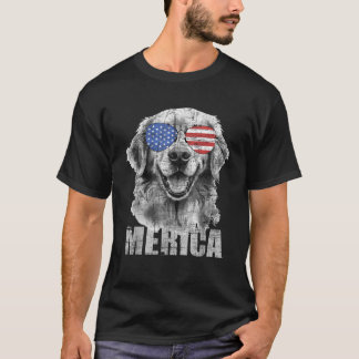 Merica Patriotic American Flag Golden Retriever Do T-Shirt