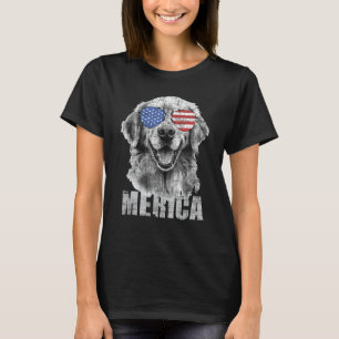 Merica - Patriotic American Flag Golden Retriever T-Shirt