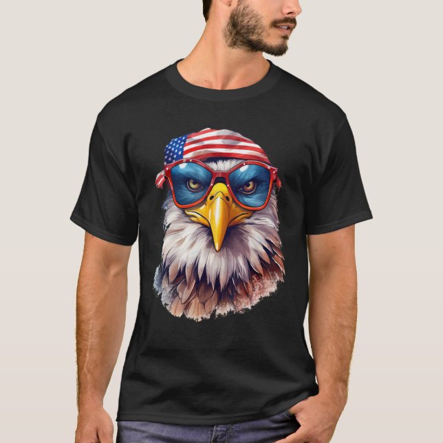 Merica Patriotic Bald Eagle 4th Of July USA Americ T-Shirt (Front)