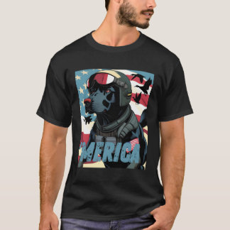 Merica Patriotic Black Labrador 4Th Of July Duck H T-Shirt