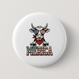 Merica Patriotic Cow Vintage Engraving Graphic_1 6 Cm Round Badge