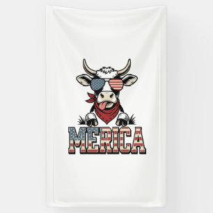Merica Patriotic Cow Vintage Engraving Graphic_1 Banner