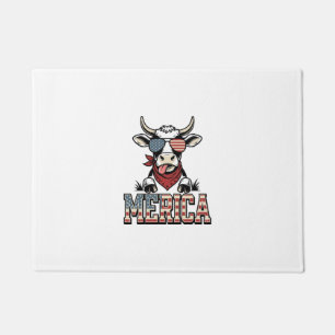 Merica Patriotic Cow Vintage Engraving Graphic_1 Doormat