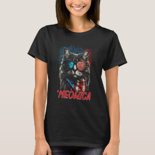 Merica Patriotic Maine Coon Cat Meowica 4th of Jul T-Shirt