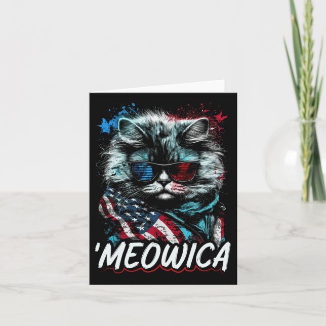 Merica Patriotic Persian Cat  Card (Front)