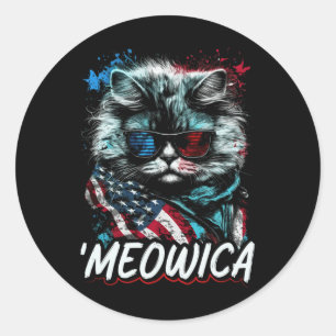 Merica Patriotic Persian Cat  Classic Round Sticker