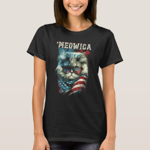 Merica Patriotic Persian Cat Meowica 4th of July C T-Shirt