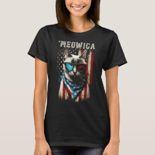 Merica Patriotic Siamese Cat Meowica 4th of July C T-Shirt