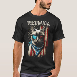 Merica Patriotic Siamese Cat Meowica 4th of July C T-Shirt