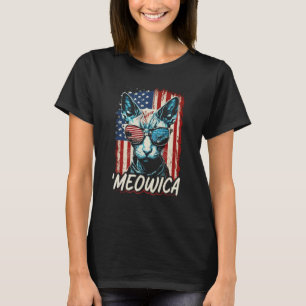 Merica Patriotic Sphynx Cat Meowica 4th of July Ca T-Shirt
