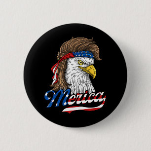 Merica - Patriotic Usa Eagle Of Freedom - 4th Of J 6 Cm Round Badge