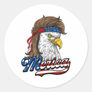 Merica - Patriotic Usa Eagle Of Freedom - 4th Of J Classic Round Sticker