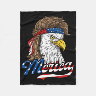 Merica - Patriotic Usa Eagle Of Freedom - 4th Of J Fleece Blanket