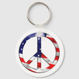 merica peace sign key ring