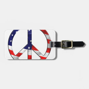 merica peace sign luggage tag