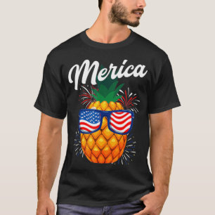 Merica Pineapple ,4th Of July Summer Hawaiian Usa T-Shirt