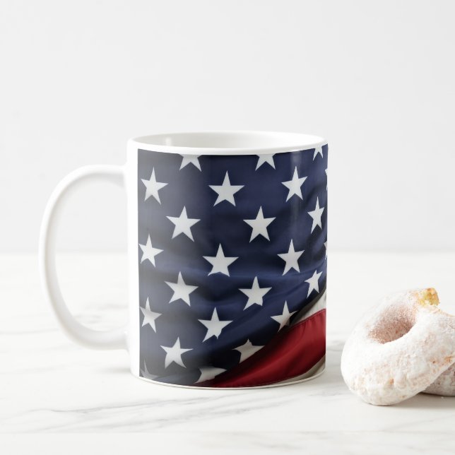 'merica Proud Flag Ceramic Mug (With Donut)