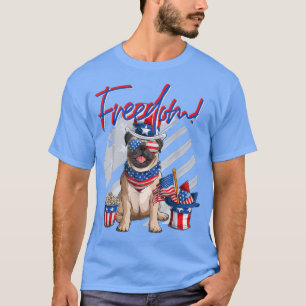 Merica Pug dog 4th of July American Flag T-Shirt
