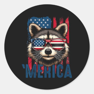Merica Racoon Happy 4th Of July Racoon American Classic Round Sticker