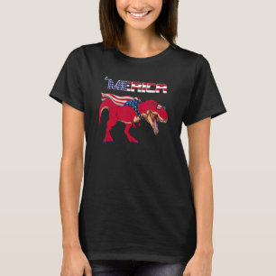 Merica Rex Dinosaur With American Flag & Usa Sungl T-Shirt