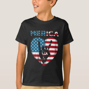 Merica Rock Sign 4th Of July American Flag Usa Men T-Shirt