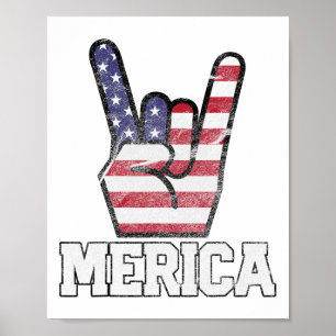 Merica Rock Sign 4th Of July Vintage American Flag