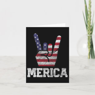 Merica Rock Sign 4th Of July Vintage American Flag Card