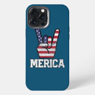 Merica Rock Sign 4th of July Vintage American iPhone 13 Pro Max Case
