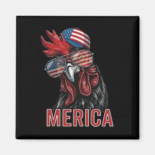 Merica Rooster Funny Patriotic Usa Sungles Hat Tee Magnet