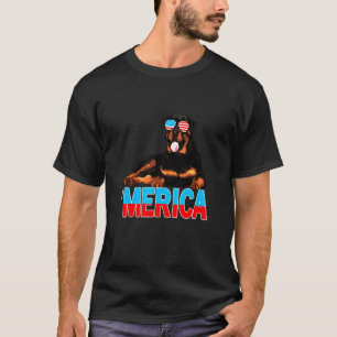 Merica Rottweiler American Flag Sungles 4th Of Jul T-Shirt