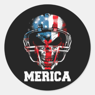Merica Shirt Football Usa Flag 4th July Pride Yout Classic Round Sticker