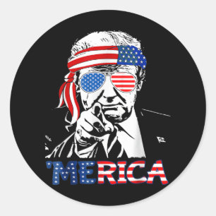 Merica Shirt Happy 4th Of July Merica Trump Classic Round Sticker