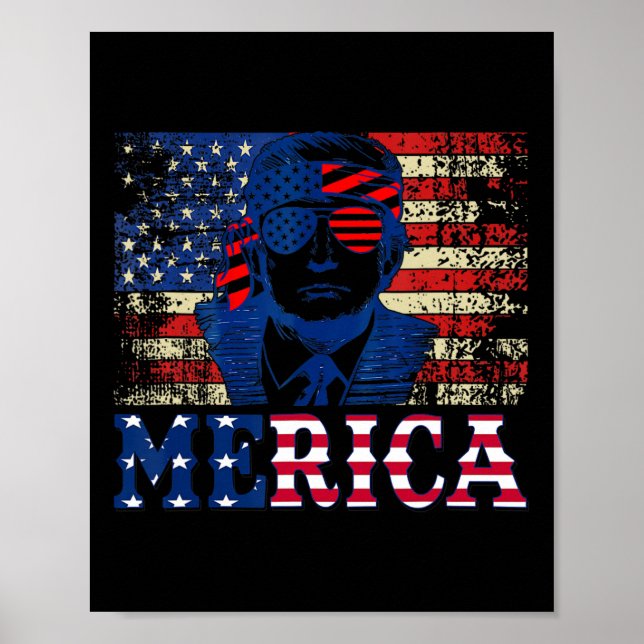 Merica Shirts Fourth 4th Of July Trump American Fl Poster (Front)