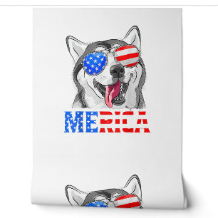 Merica Siberian Husky Dog American Flag 4th Of Jul Wallpaper
