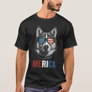 MERICA Siberian Husky Sunglasses 4th of July USA F T-Shirt