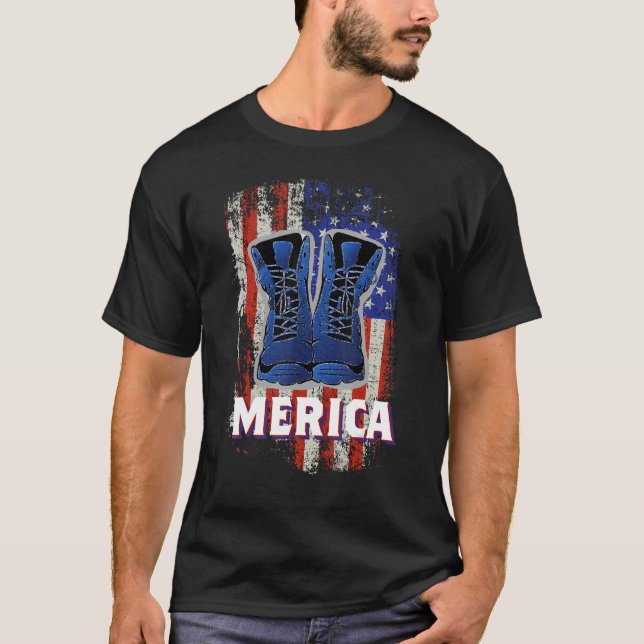 Merica Soldier Work Boots 4th Of July American Fla T-Shirt (Front)