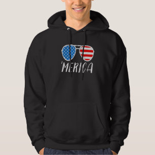 Merica Sunglasses 4th July American Flag Apparel Hoodie