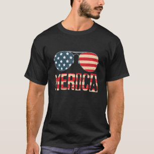 Merica Sunglasses 4th July American Flag Apparel T-Shirt