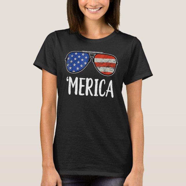 Merica Sunglasses 4th Of July Kids Boys Girls Men  T-Shirt (Front)