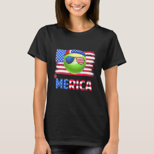Merica Sunglasses American Flag Tennis 4th July T-Shirt