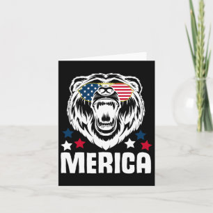 Merica Sungles 4th Of July American Flag Bear Desi Card
