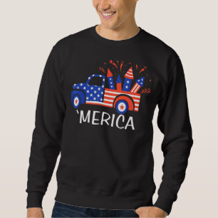 Merica Truck 4th Of July Red White Blue Patriotic Sweatshirt